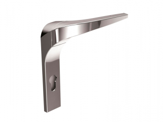 <strong>2055 handle (chromium) </strong> <br> <span class='px12'>A handle of very intriguing, stylistically pure form. The grip smoothly converts to the shield, creating coherent unity with it. The handle available in matt-nickel and chromium.</span>
